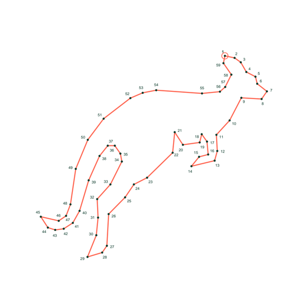 Kangaroo dot to dot (59 dots) preview