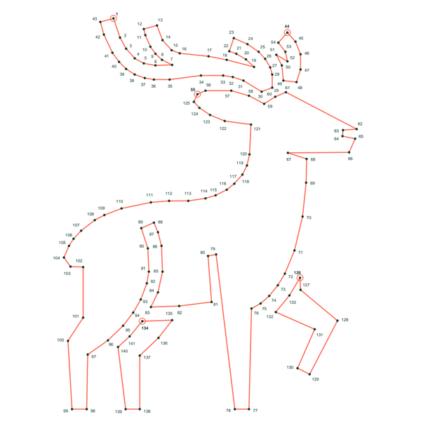 Reindeer dot to dot (141 dots) preview