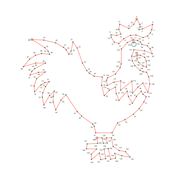 Rooster dot to dot (158 dots) preview