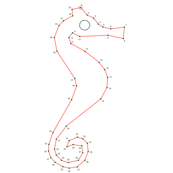 Seahorse dot to dot (53 dots) preview